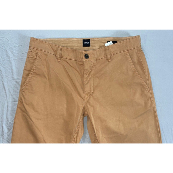 Hugo Boss Slim Fit Flat Front Stretch Cotton 'Schino' Pants. Washed Orange 34X31 - Picture 6 of 9